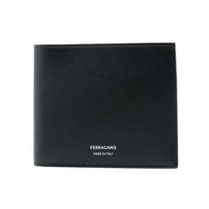 26 SS 페라가모 로고 스탬프 바이폴드 지갑 블랙 661328