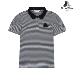 [블랙앤화이트] 여성 시어서커 퍼프 소매 반팔 티셔츠 9635LZSP_NAVY