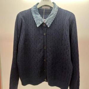 Latium HC06 봄느낌 세로꽈배기 앞오픈 데님청카라 니트가디건 T2613cd12N