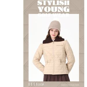 [엘르골프]여성 니트에리 다이아몬드 퀼팅 패딩 점퍼 6J81301 블