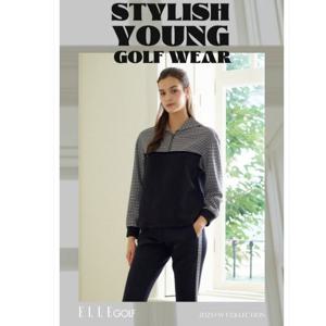 [엘르골프]여성 와끼 배색 포인트 세미나팔팬츠 6J61681 블랙,멜