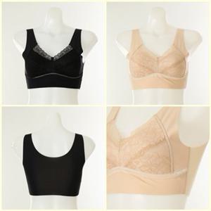 [와코루] 인견 프리컷과 화려한 레이스를 매칭한 노와이어브라 (WLGB472R-BK-SK)