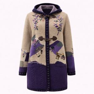 [비꼴리끄(여성)]울 니트 후디 자수 코트 B254KL3010