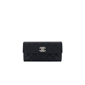 [엘러브] 샤넬 체인 CC로고 장지갑 블랙 은장 캐비어 6ET0293