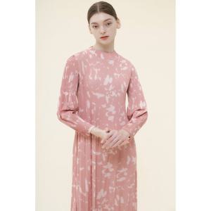 [요이츠] 플라워 하프넥 이중 주름 플레어 롱 플리츠 원피스_YH03WNPOP01