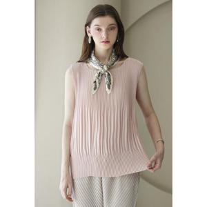 [요이츠] 라운드 나시 플리츠 블라우스_YJ05WRPBL07