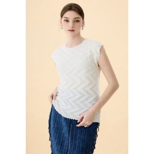 [요이츠] 지그재그 외주름 민소매 블라우스_YH05WQPBL01