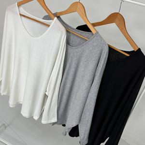 나야홍 / 빅사이즈티 X019L601 기모둥근가오리티셔츠 RA