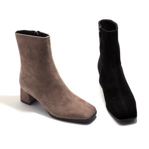 [세라] 여성 스웨이드 앵클부츠 C24A403 블랙 코코아 5CM