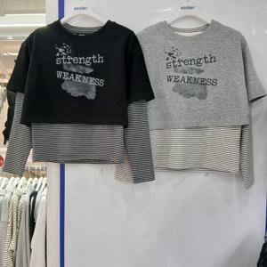 [에꼴리에][모다부평]빈티지 프리팅 반팔 세트티/26A3459/BK,GY_