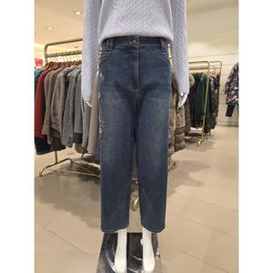 [비꼴리끄] 기모 데님 자수 배기 팬츠 B244DS2090