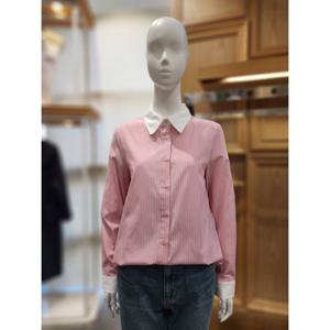 [플라스틱아일랜드]MARIO플라스틱아일랜드 배색카라스트라이프블라우스 PR7W162