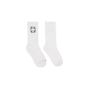 25 FW 베트멍 남성 화이트 바이커 크로스 양말 261669M220004