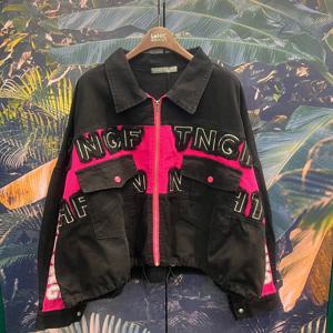 [르니앤맥코이]아웃포켓소매레터링집업카라청자켓MN04JP700_IC