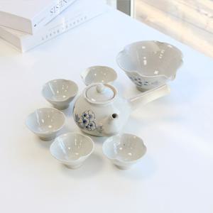 [박씨상방] 고백자 삼백 꽃잎 연5인 다기세트