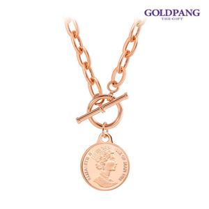 골드팡 18k 엘리자베스코인 토글체인 목걸이-핑크골드