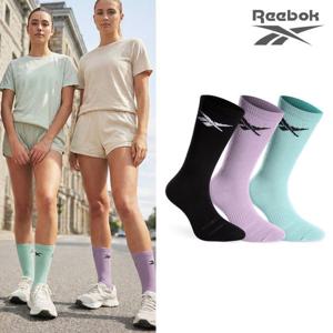 리복 여성 로고포인트 크루삭스 3P_MT/PR/BK