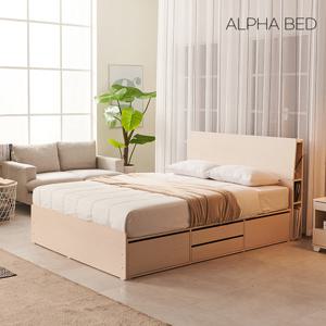 알파침대 베니 일반형 LED 2단 수납 침대프레임 SS