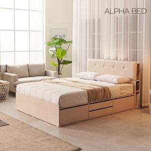 알파침대 베니 가죽형 LED 2단 수납 침대프레임 Q
