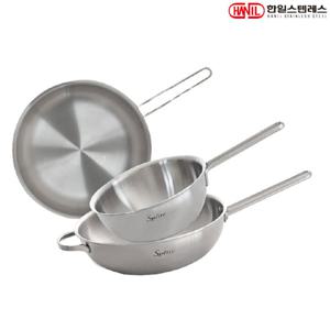 한일스텐레스 스플릿 인덕션 통5중 304스텐 후라이팬 3종C 후28+웍20+28