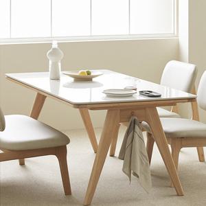 마루이 휘게 양면 통세라믹 원목 낮은 식탁 4인 1400(의자별도)