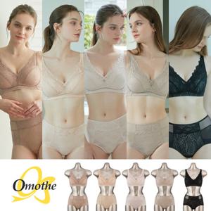 [팬티1종추가증정]오모떼 프리미엄 수피마 코튼 풀커버 레이스 브라 팬티 6종 세트/컬러택일