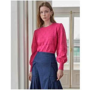 [르니앤맥코이(여성)]하트패턴 볼륨소매 어깨셔링니트 (ML02KN304FJY)