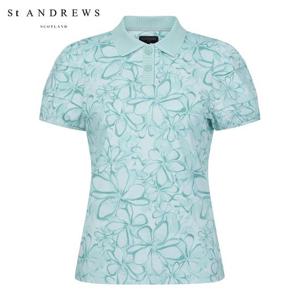 [세인트앤드류스] 여성 퍼프 슬리브 니트 칼라 반팔 티셔츠