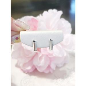 미니골드 14K [어썸 베이직] 스퀘어스텝 화이트골드 원터치 귀걸이 EJIM4176