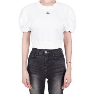 비비안웨스트우드 여성 풋볼 크롭 반팔티 아이보리 1G01000A J001M A407