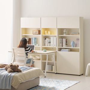 나무뜰 에듀S 공부방 LED 학생 책장 책상 6단 2200세트 DWF085C (착불)