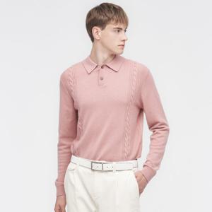 [링스] 남성 캐시미어 카라 에리 꽈배기조직 스웨터 L11D3SR124_PK