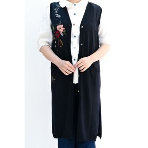 [비꼴리끄(여성)]자수 니트 롱 가디건 B242KV3020