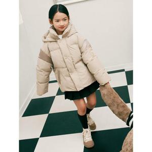 [빈폴키즈]하이넥 후드 덕다운 푸퍼 숏패딩 베이지 (BI4938U05A)