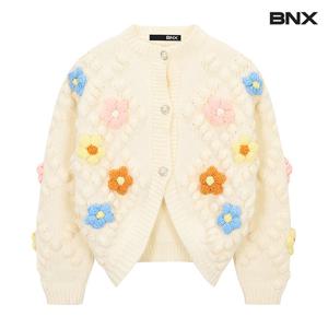 [비엔엑스]플라워 엠보 쓰리버튼 니트 가디건 (BW4CD011L0)