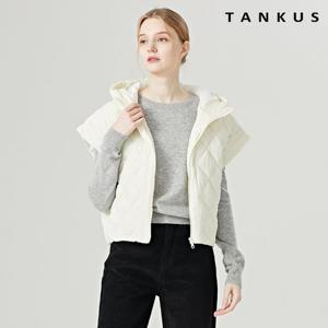 [탱커스]다이아 퀼팅 크롭 후드 집업베스트 (TW4VT003L0)