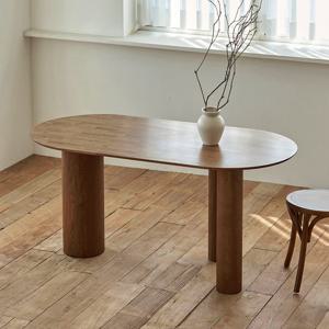 아씨방가구 로즈 고무나무 2인 원목 타원 식탁 1400