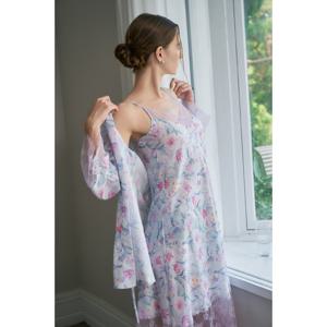 (비너스)플라워 패턴 걸치기 편안 실크필 숏가운-VDW5017A