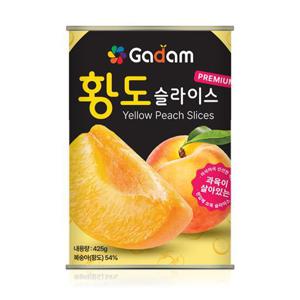 가담 황도 슬라이스 425g x24캔 / 복숭아 과일 통조림 안주 디저트