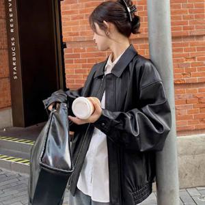 [리빌모아]여자 오버핏 라이더 레더 카라 자켓 DMSW-JKW-SHHE68-