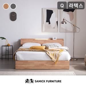 [삼익가구]레이슨 LED 헤드선반 침대(라텍스탑 7존 독립스프링 매트리스-퀸)