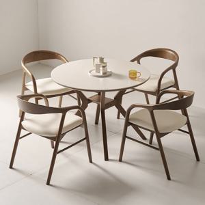 [착불] 더끌림 세릴 1000 포세린 세라믹 원형 4인용 식탁+루모르 의자4 IKCR1B