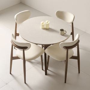 [착불] 더끌림 세릴 1000 포세린 세라믹 원형 4인용 식탁+모린 의자4 IKCR2B