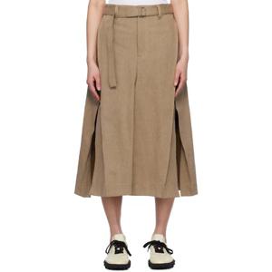 25 FW 사카이 여성 베이지 믹스 데님 미디 스커트 251445F092008