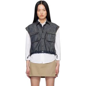 25 FW 사카이 여성 인디고 블루 믹스 데님 셔츠 251445F109003