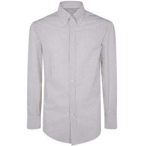 브루넬로 쿠치넬리 긴팔 셔츠 MM6740038 C033 WHITE DARK BROWN