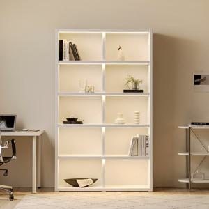 아씨방가구 미오 LED 조명 수납 36T 5단 책장 1200