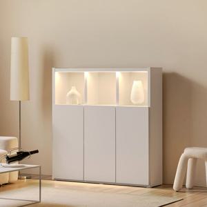 아씨방가구 제니아 LED 조명 36T 선반 1200 3단 도어형 책장