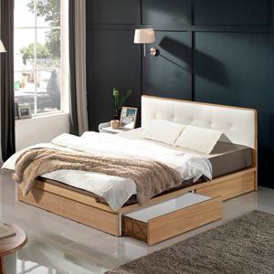 이노센트 비스킷 가죽 헤드 1단 2서랍 수납 침대 Q＋7존 포켓 매트리스 i105207