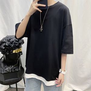 남성 트렌디 레이어드 루즈핏 반팔티셔츠 7컬러